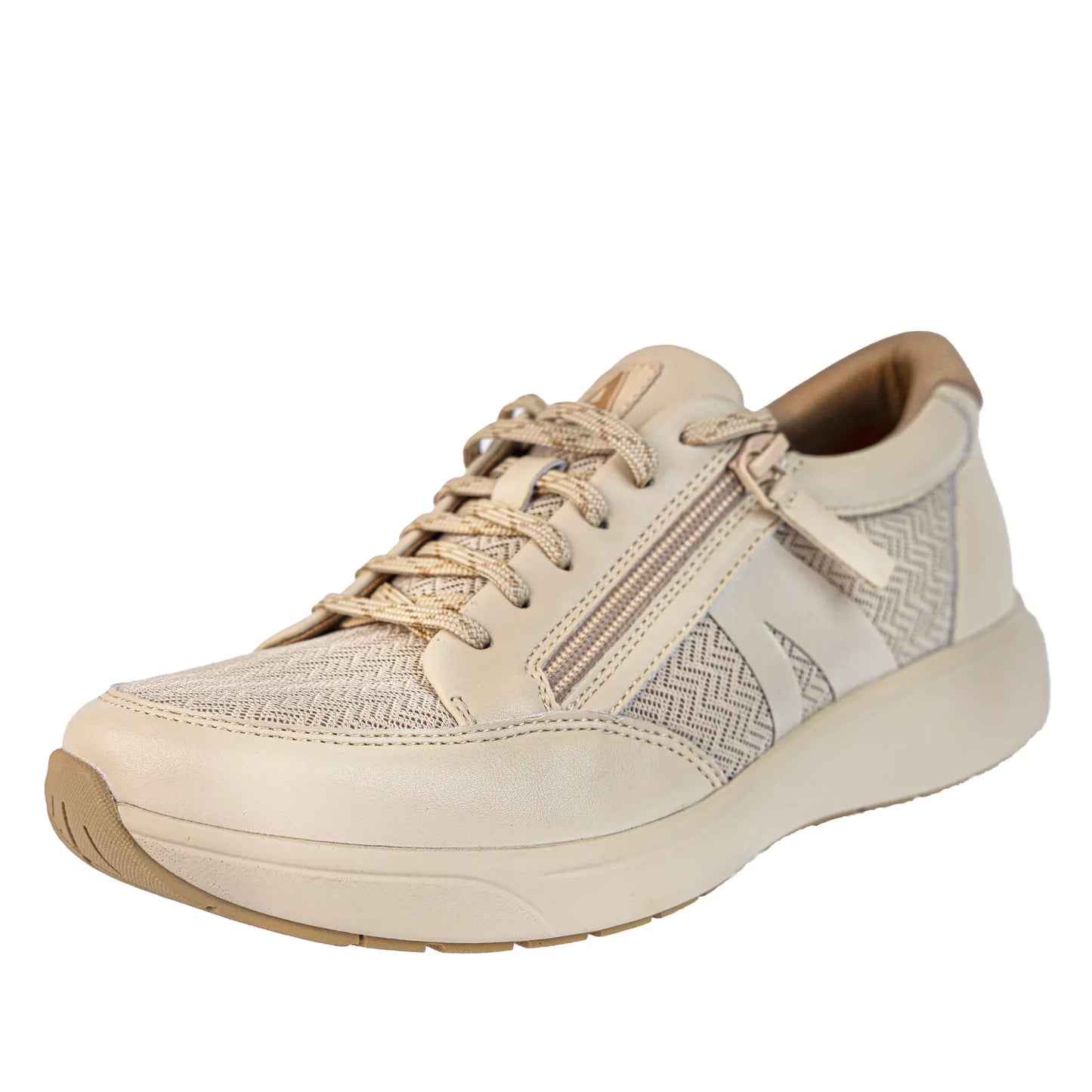 Alegria Womens Sneakers Eazeer Black Out Vegan Leather Shoes w/ Zip in Bone-0