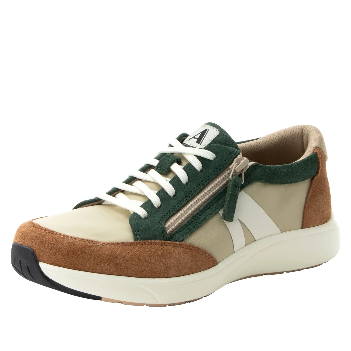 Alegria Womens Sneakers Eazeer Black Out Vegan Leather Shoes w/ Zip in Nomad-1