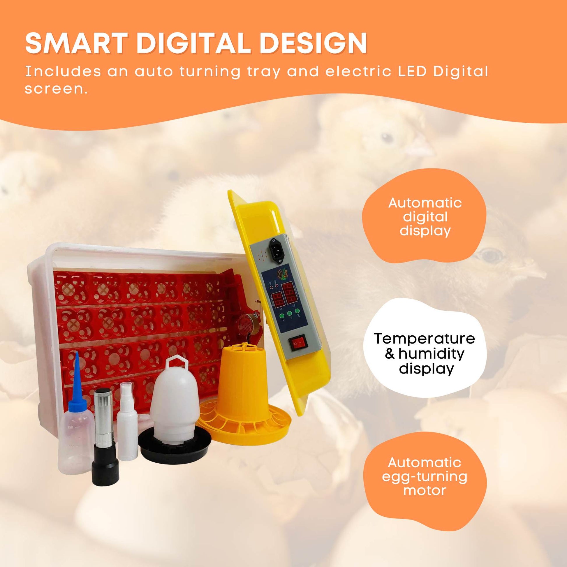 Electric 24 Egg Incubator + Accessories Hatching Eggs Chicken Quail Duck-2