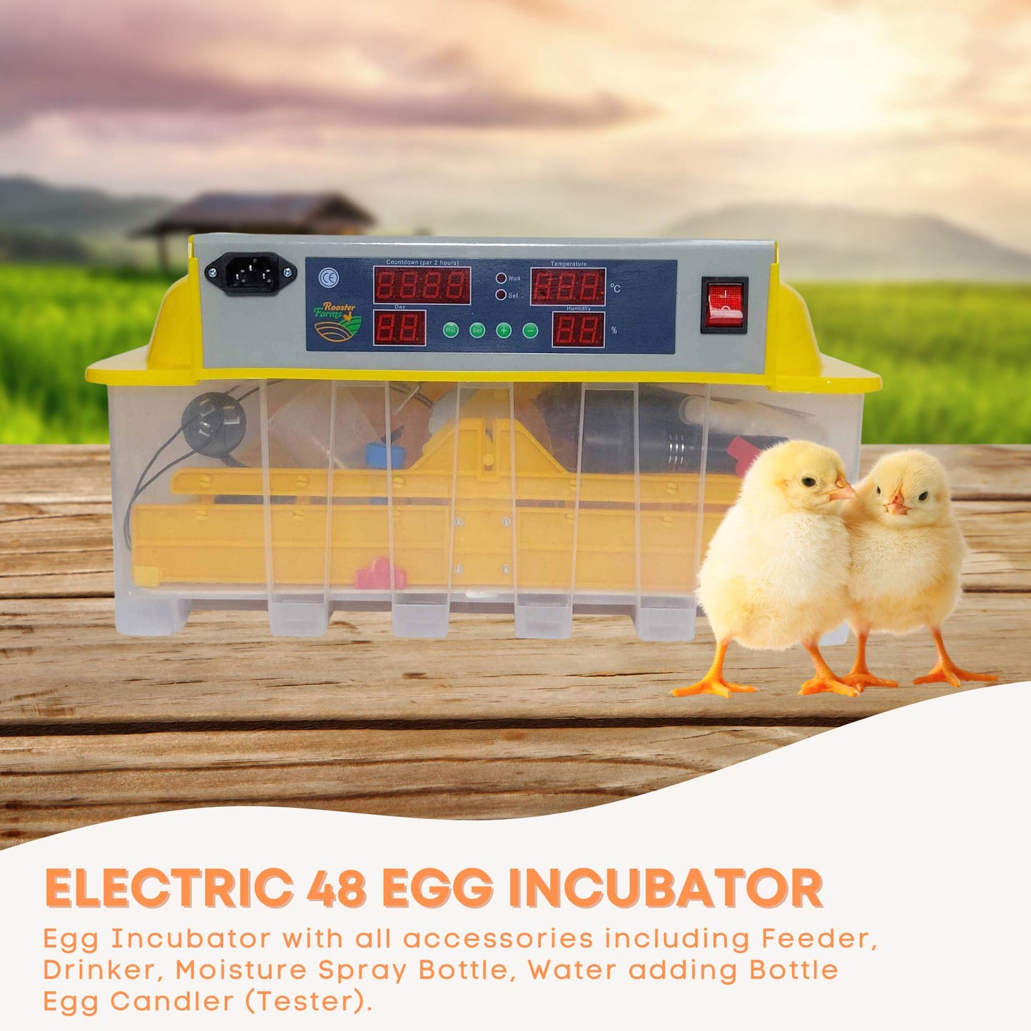 Electric 48 Egg Incubator + Accessories Hatching Eggs Chicken Quail Duck-1