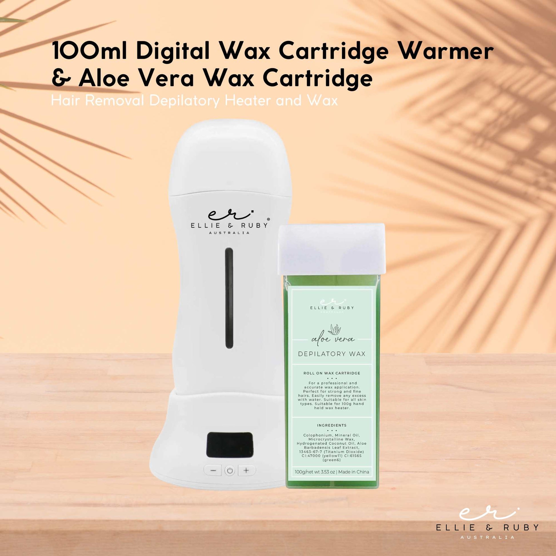Ellie & Ruby 100ml Digital Wax Warmer + 100ml Aloe Vera Cartridge Pack-2