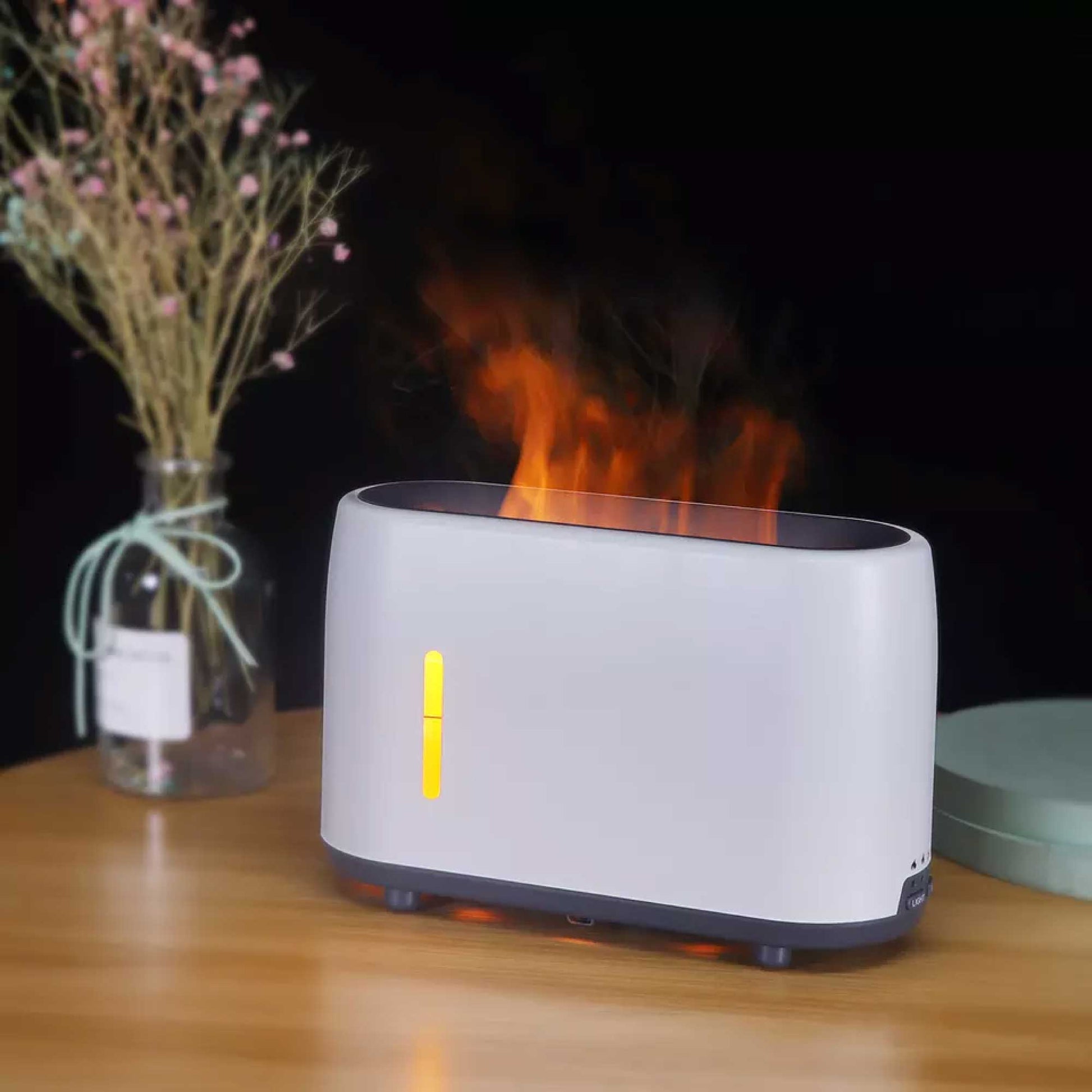 Essential Oil Aroma Diffuser and Remote - White 240ml Flame Fire Style Air Humidifier-3