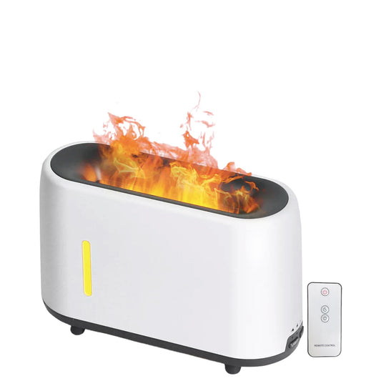 Essential Oil Aroma Diffuser and Remote - White 240ml Flame Fire Style Air Humidifier-0