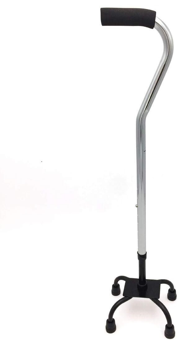 Adjustable Height Quad Cane Walking Stick Cane Folding Handle Metal - 4 Way-0