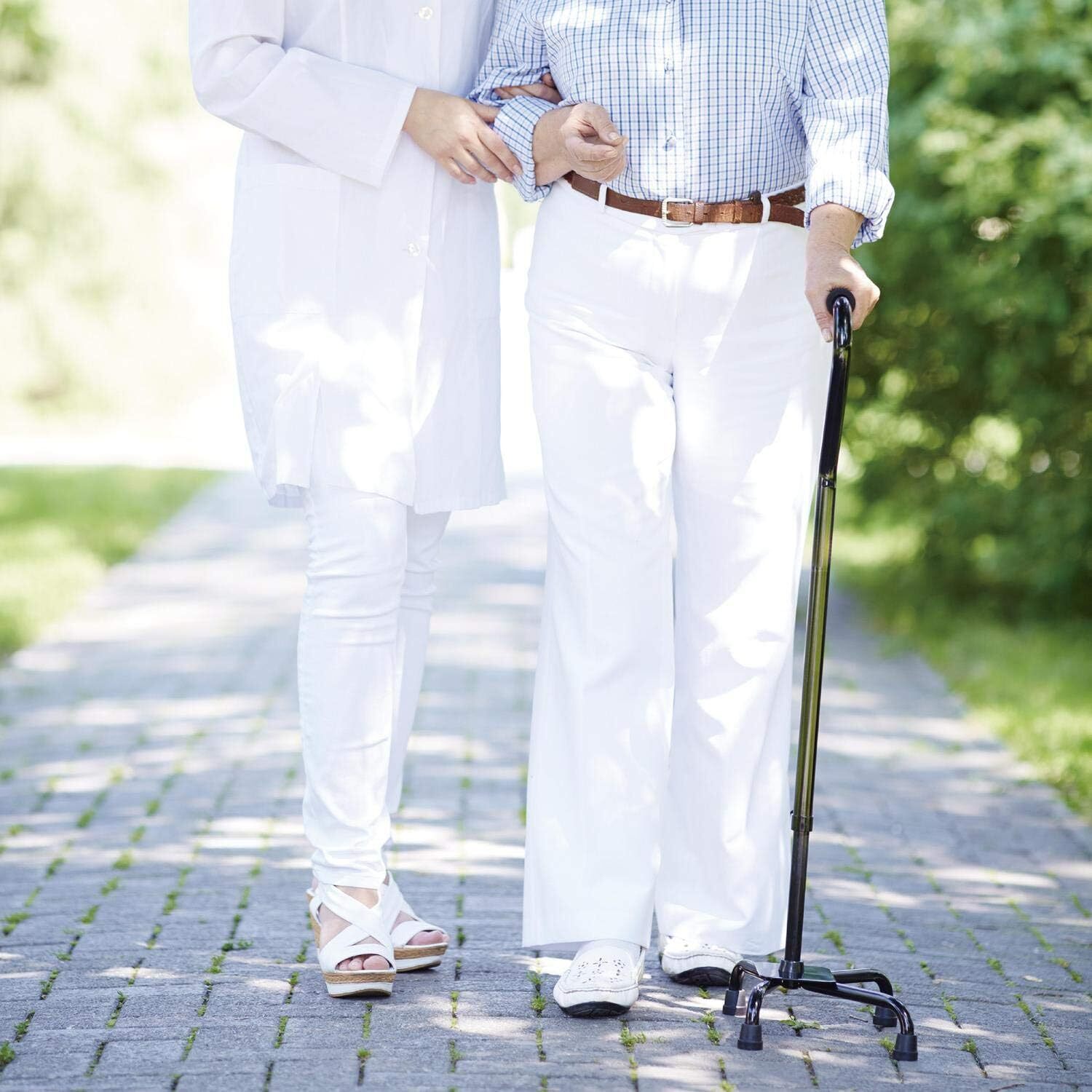 Adjustable Height Quad Cane Walking Stick Cane Folding Handle Metal - 4 Way-2