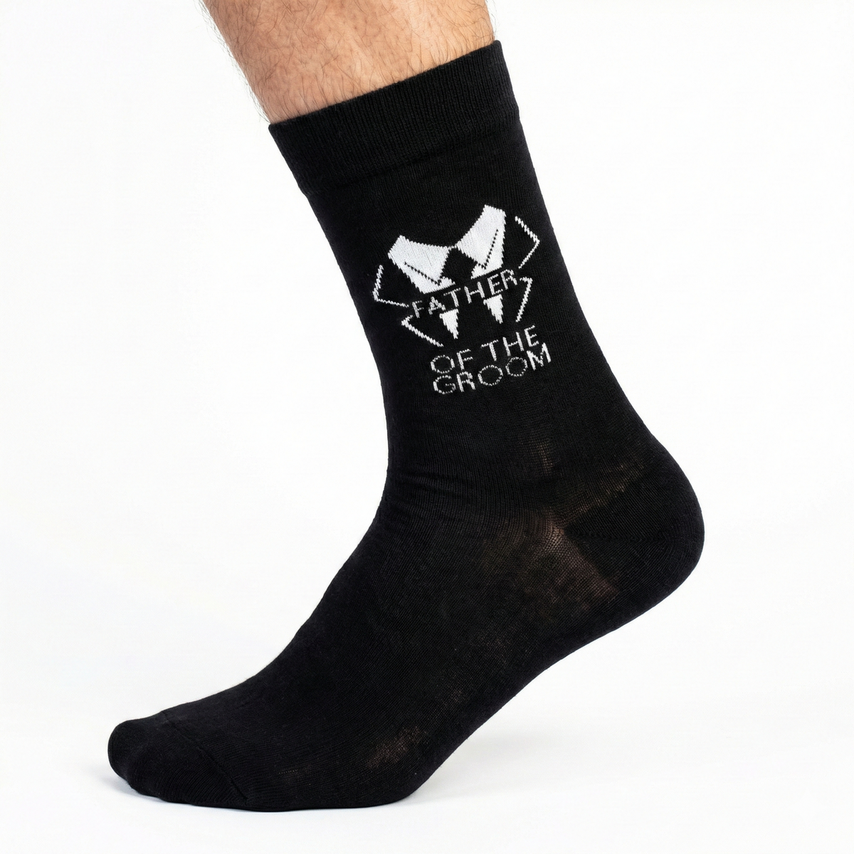 1x Pair Mens Luxury Bamboo Socks for Weddings - Father Of The Groom in Black (One Size 7-11)