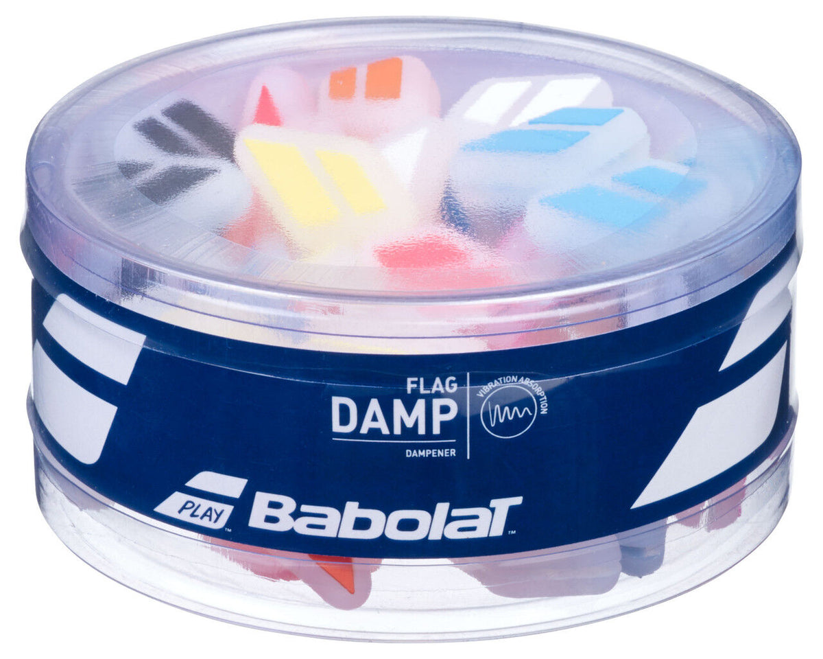 50x Babolat Tennis Racquet Flag Dampeners in Jar - Assorted Colour