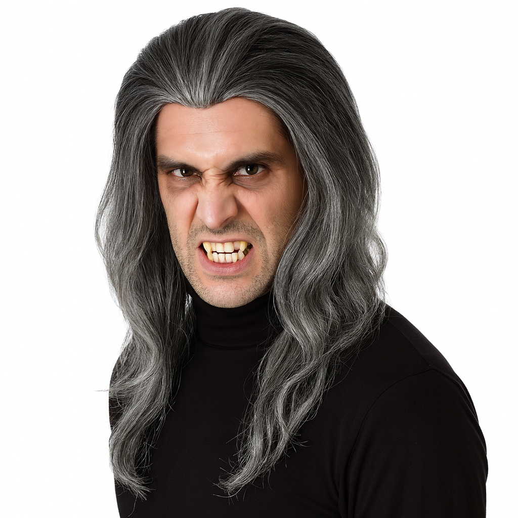 Gothic VAMPIRE WIG Halloween Costume Fancy Dress Long Hair Party Mens Scary