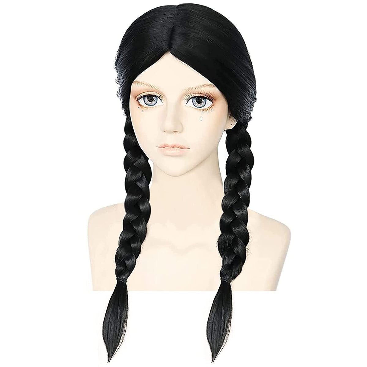 BRAIDED WIG Womens Plaited Hair Costume Party Schoolgirl Fancy Dress Braid - Black