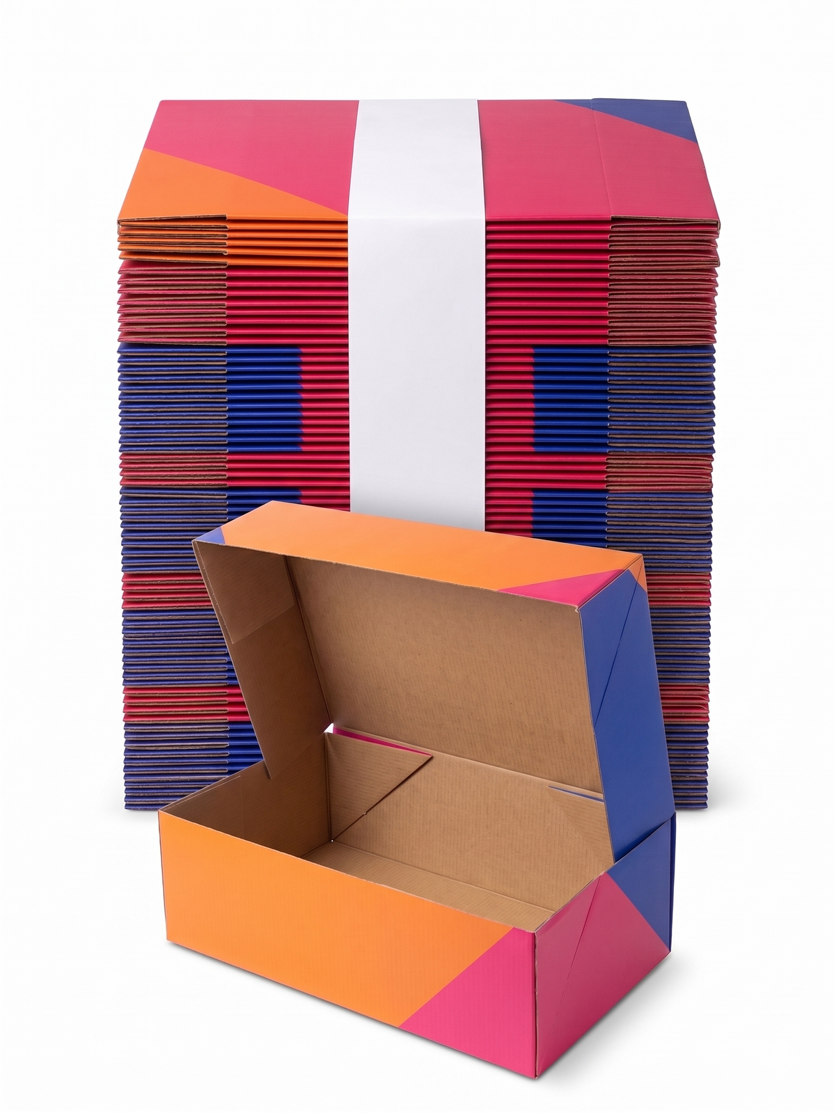 100x Flat-Pack Cardboard Boxes Carton w/ Geometric Print (260x130x90mm) Bulk