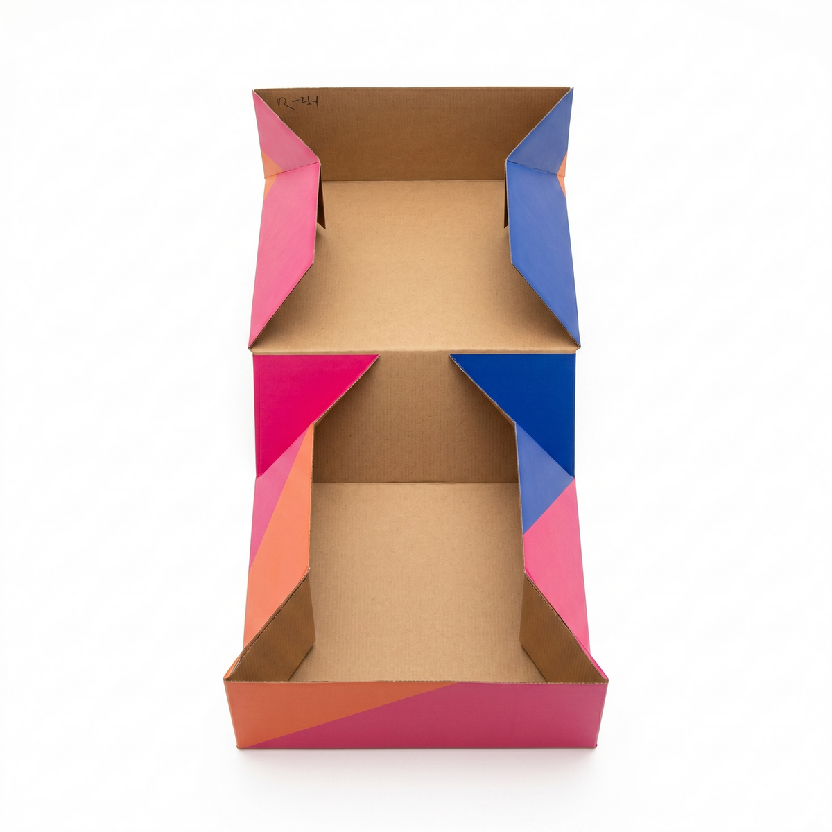 100x Large Flat-Pack Cardboard Packing Boxes Carton w/ Geometric Print (250x220x100mm)