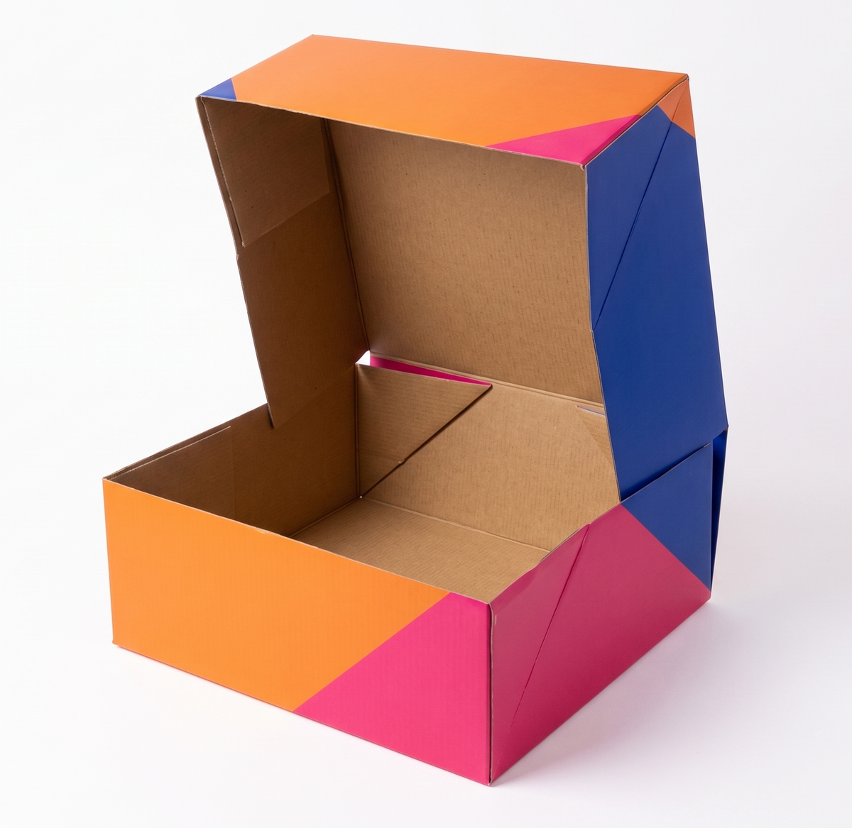 100x Large Flat-Pack Cardboard Packing Boxes Carton w/ Geometric Print (250x220x100mm)