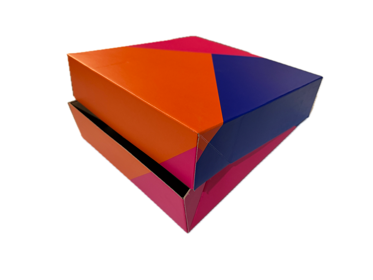 20x Flat-Pack Cardboard Packing Boxes Carton w/ Geometric Print (255x255x65mm)