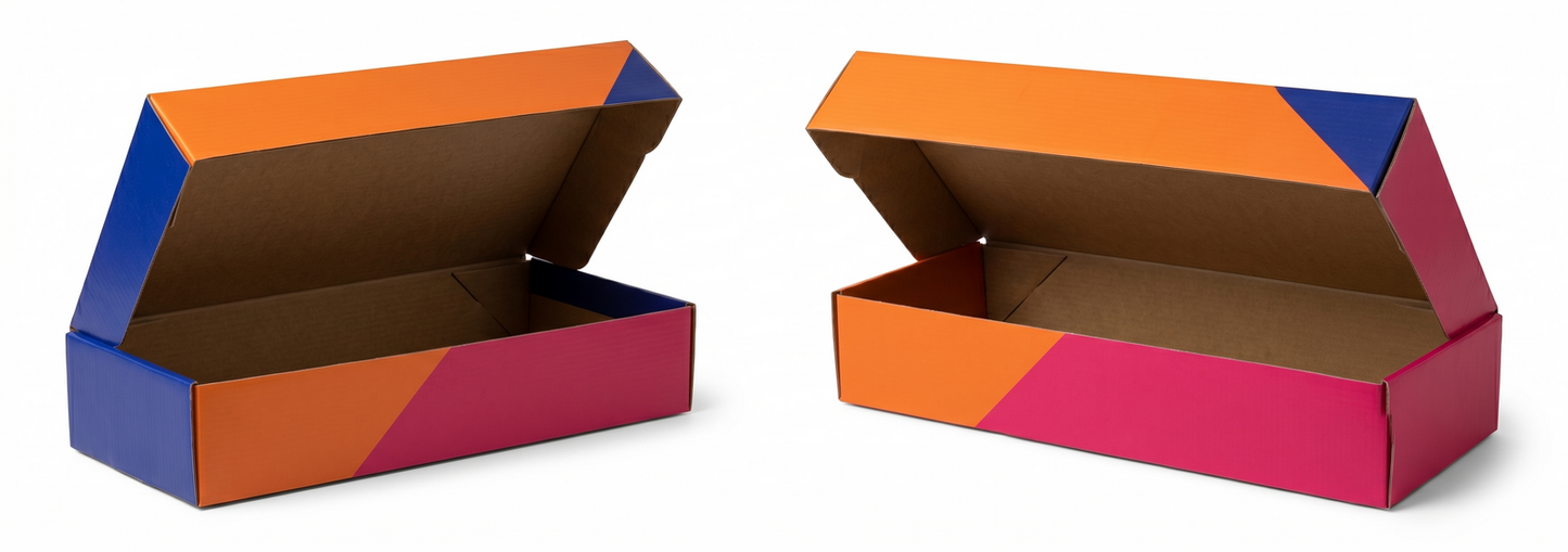 20x Flat-Pack Cardboard Packing Boxes Carton w/ Geometric Print (278x100X55mm)