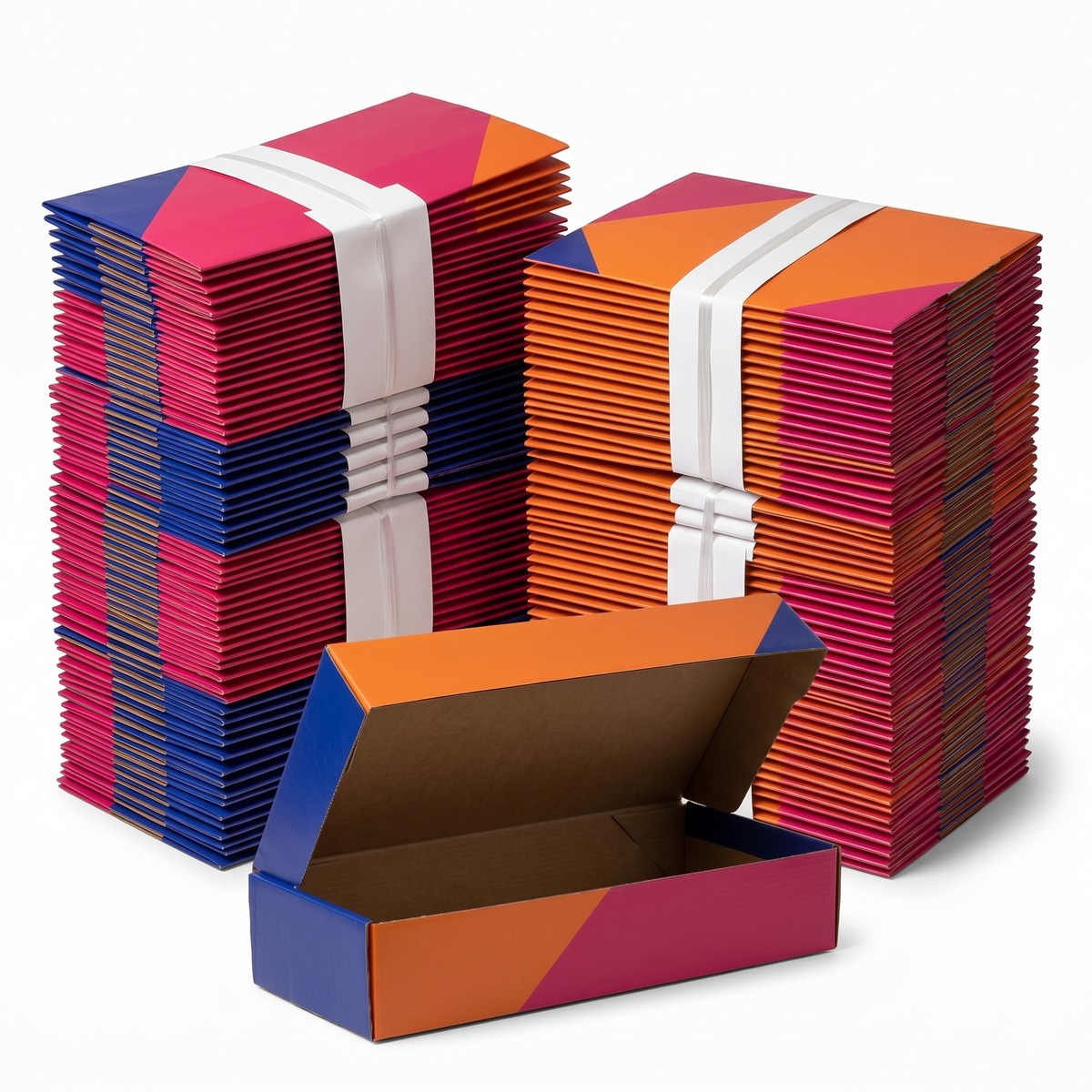 220x Flat-Pack Cardboard Packing Boxes Carton w/ Geometric Print (278x100X55mm)