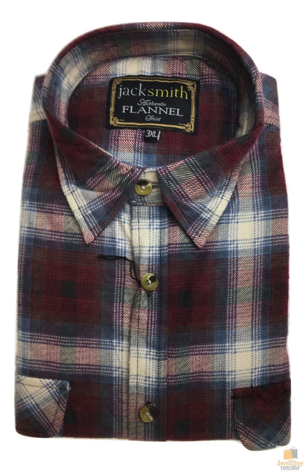 Mens Button Up FLANNELETTE SHIRT Check 100% COTTON Flannel Vintage - Burgundy 97 (Half Placket)