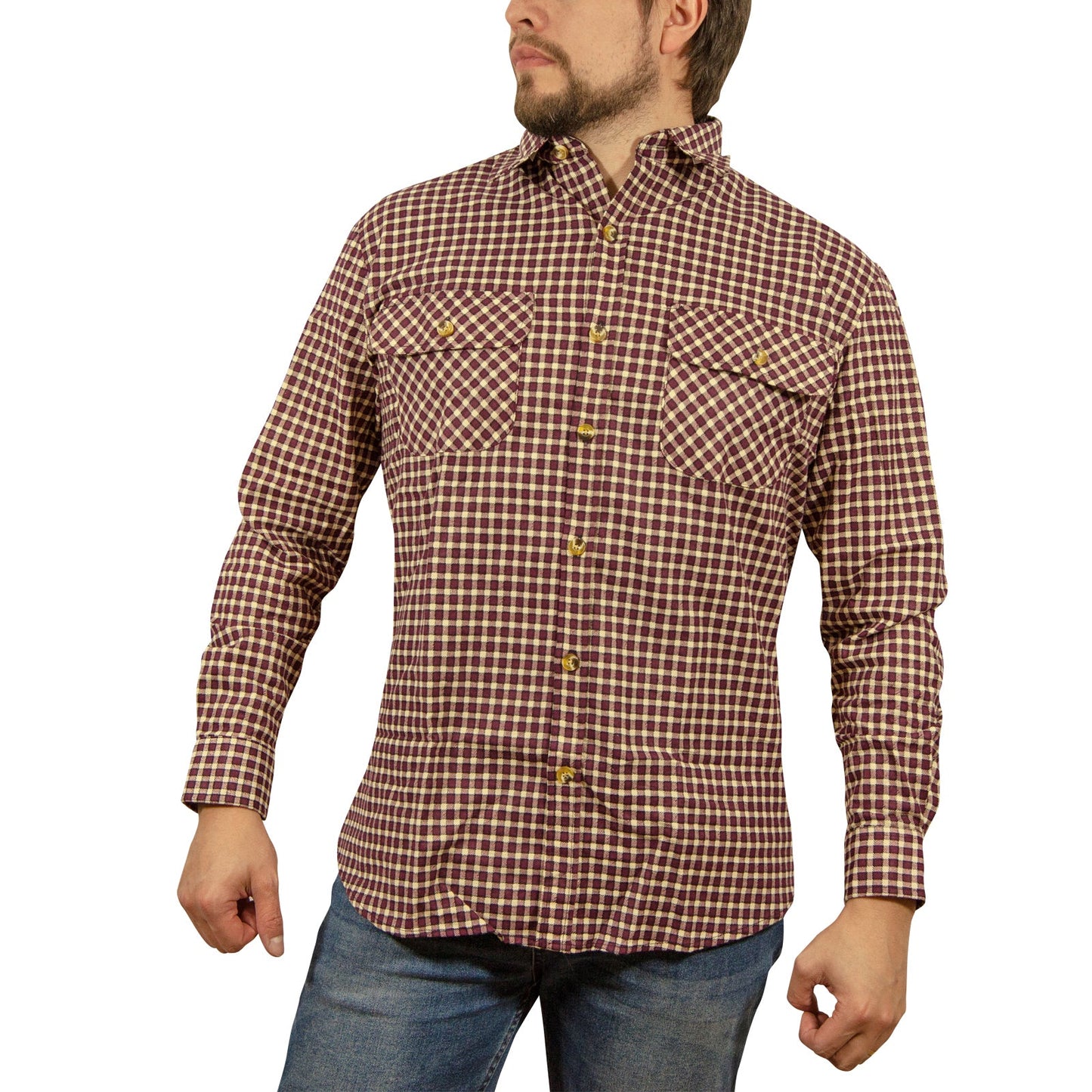 Mens FLANNELETTE SHIRT Check 100% COTTON Flannel Vintage Long Sleeve-11