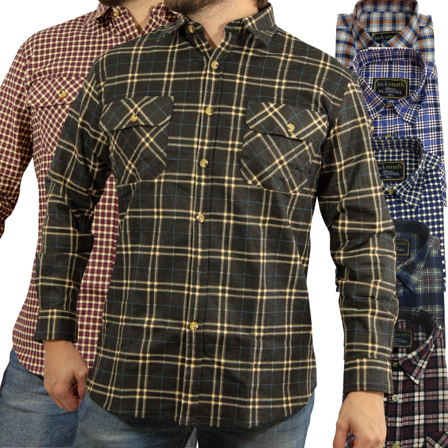Mens FLANNELETTE SHIRT Check 100% COTTON Flannel Vintage Long Sleeve-0