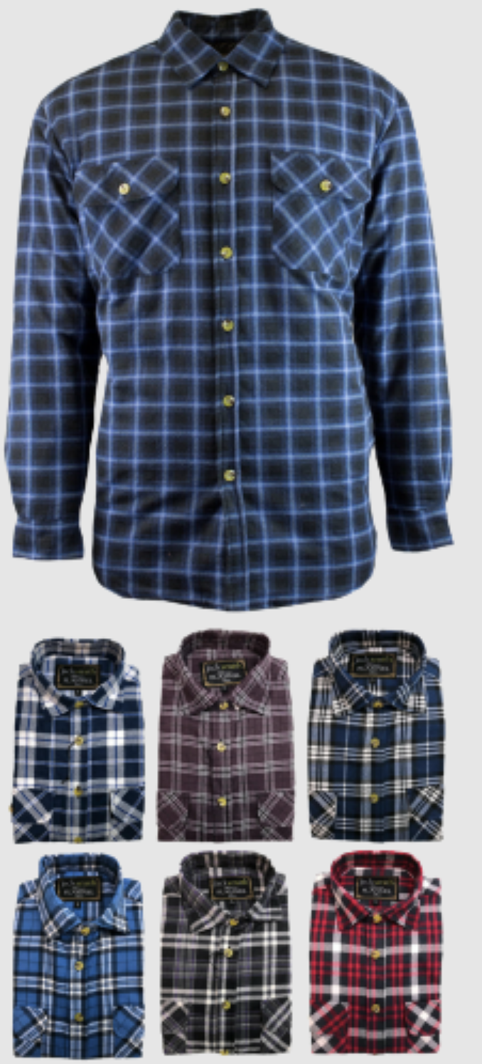 Mens Flannelette Shirt 100% Cotton Check Authentic Flannel Long Sleeve Vintage-0