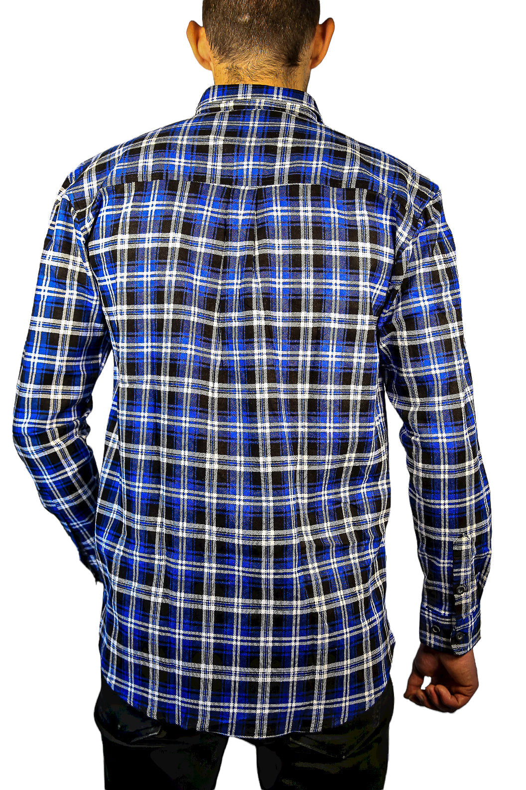 Mens 100% Cotton Flannelette Shirt Long Sleeve Check Authentic Flannel - Denim-4