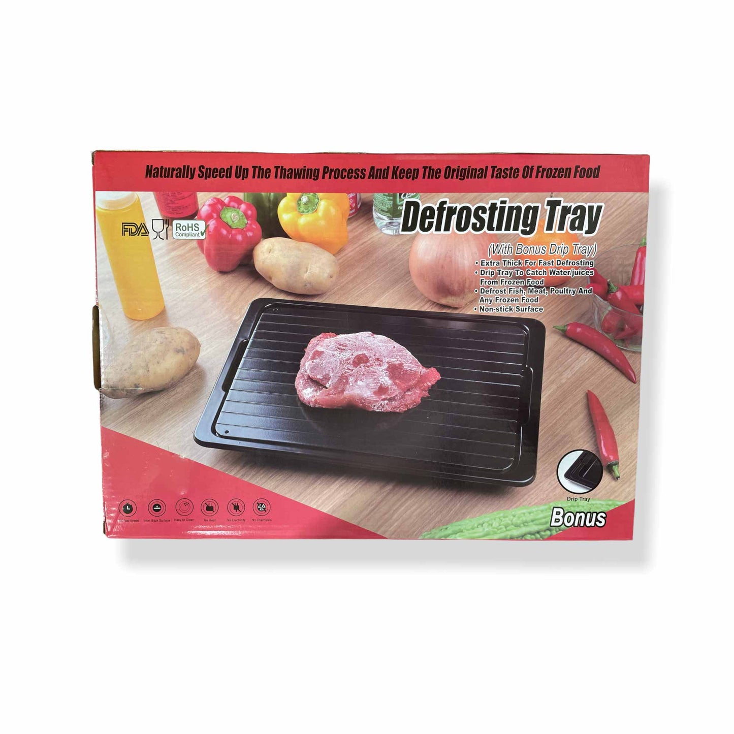 Fast Defrosting Meat Tray FDA Approved - Medium Miracle Aluminium Thawing Plate-3