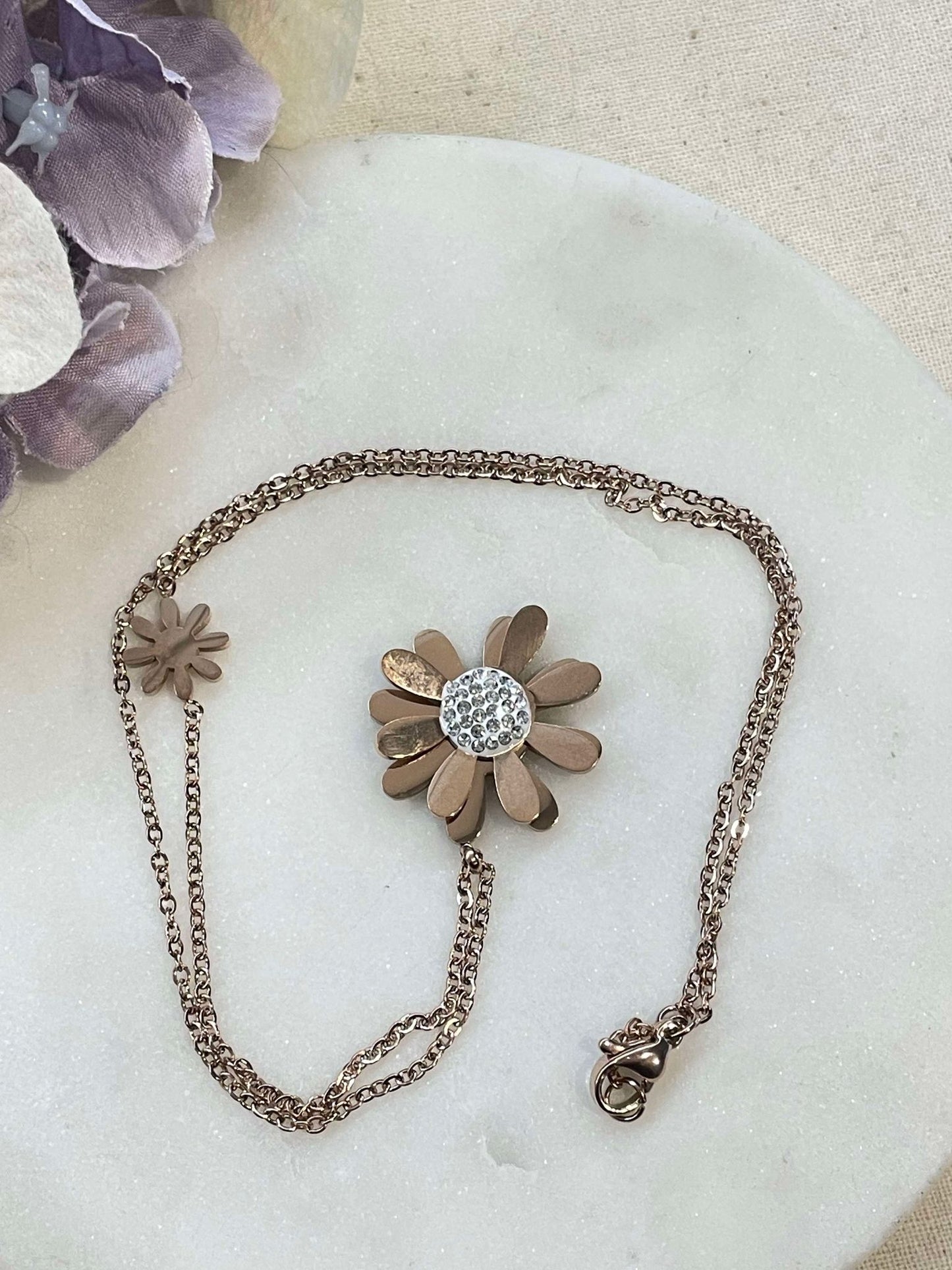 Flowers for you necklace - rose gold – Tarnish Proof Jewellery-1