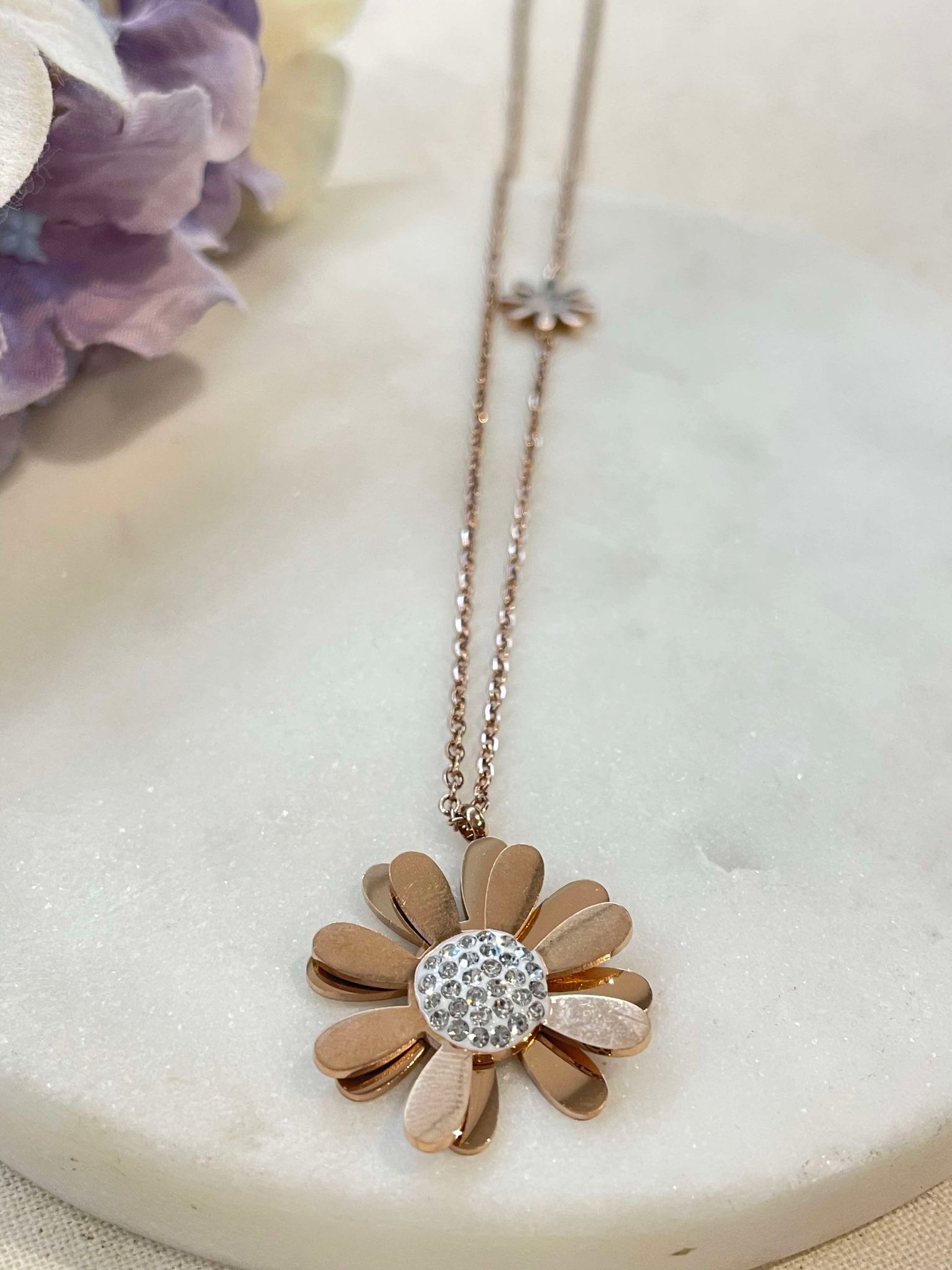 Flowers for you necklace - rose gold – Tarnish Proof Jewellery-2
