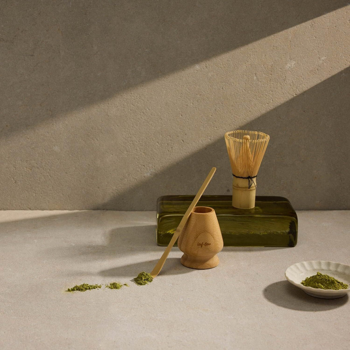 Leaf & Bean 3pcs Bamboo Japanese Matcha Making Set (Whisk, Scoop & Holder)