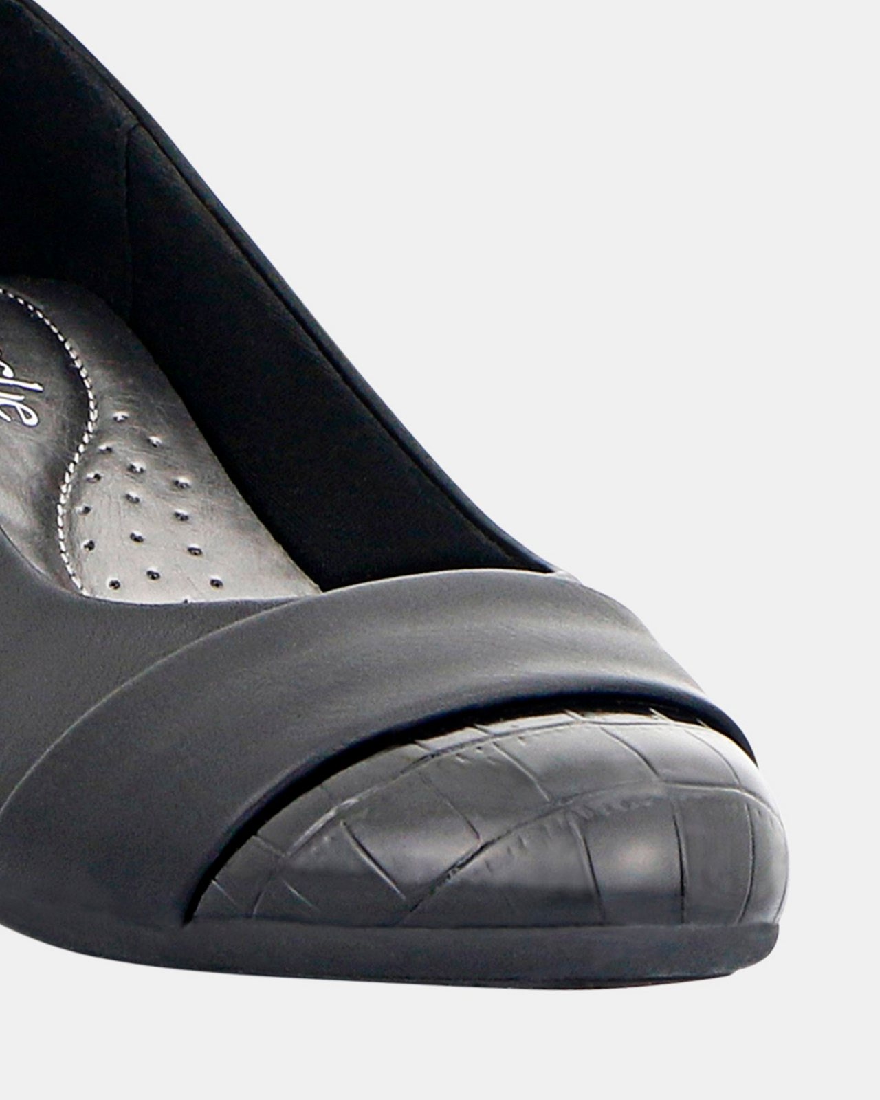 Panache Velver Mid Block Heel Court Shoe in Black