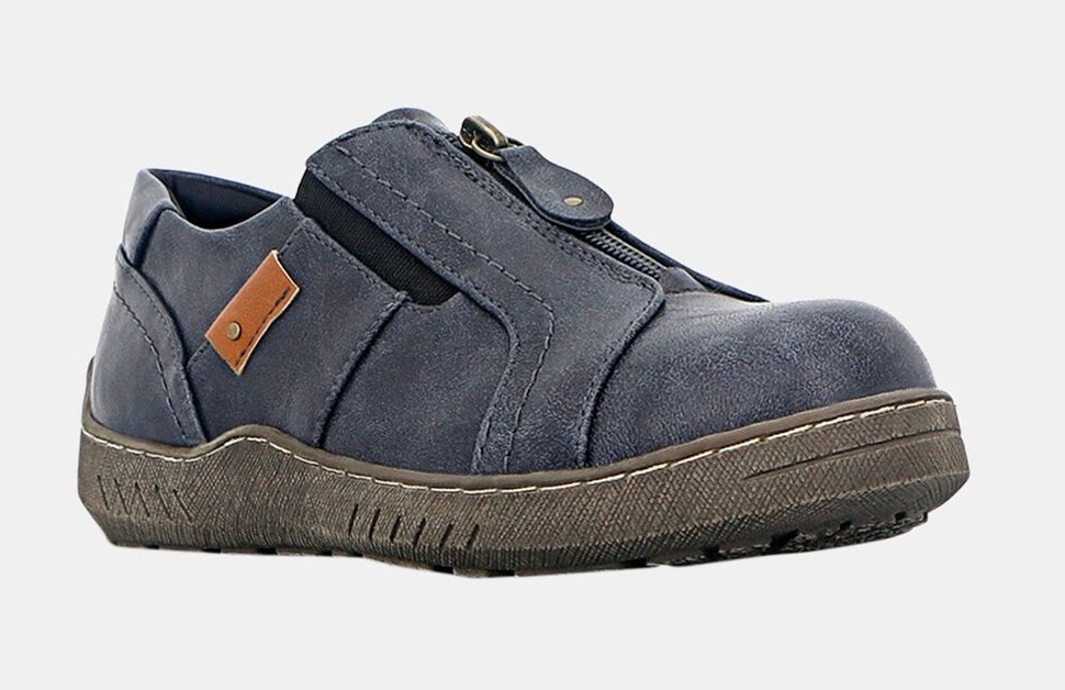 Panache Womens Inda Walking Shoes w/ Zip in Navy