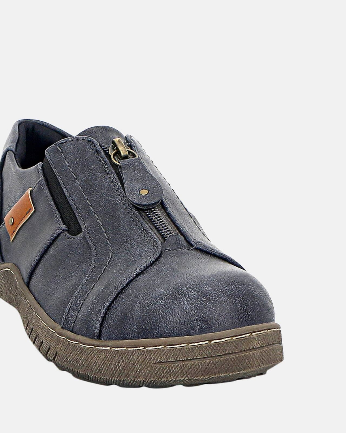 Panache Womens Inda Walking Shoes w/ Zip in Navy
