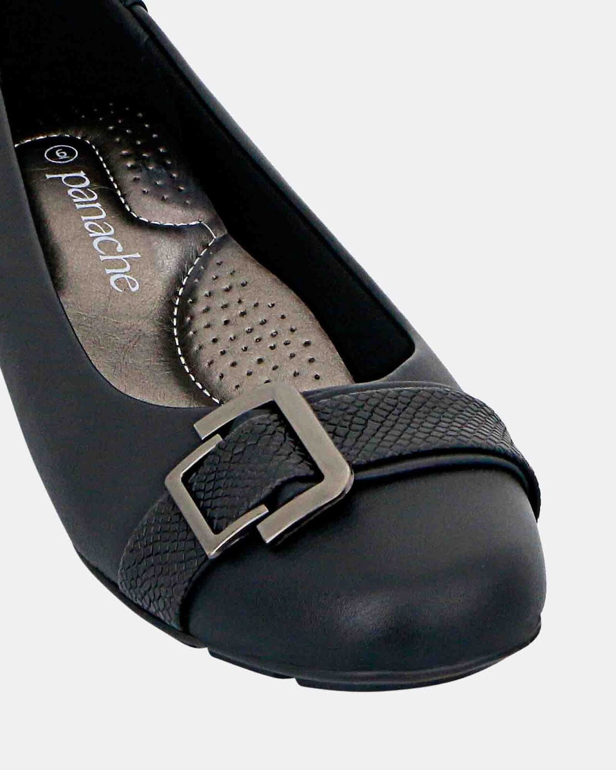 Panache Womens Katoa Ballet Flats Shoes Comfortable Classic Casual in Black