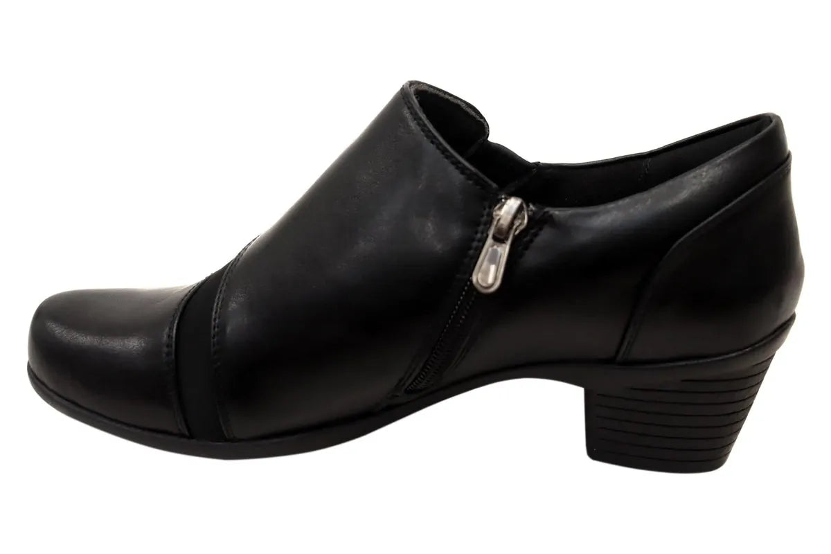 Panache Womens Raegan Comfortable Low Heel Shoes in Black