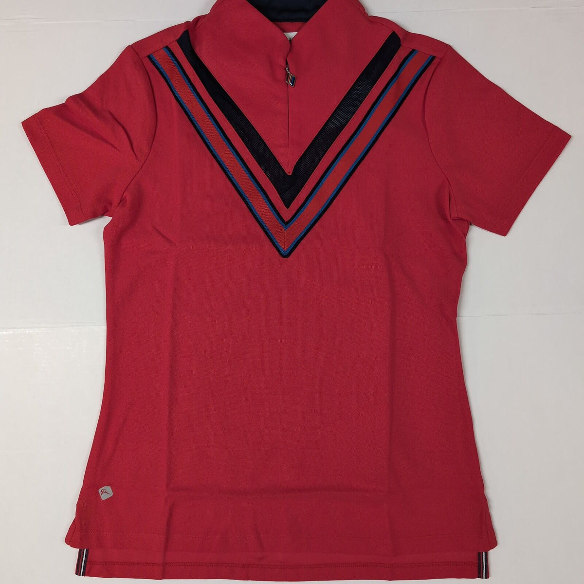 Greg Norman Womens Short Sleeve Zip Funnel Collar Polo Top Shirt in Rare Red
