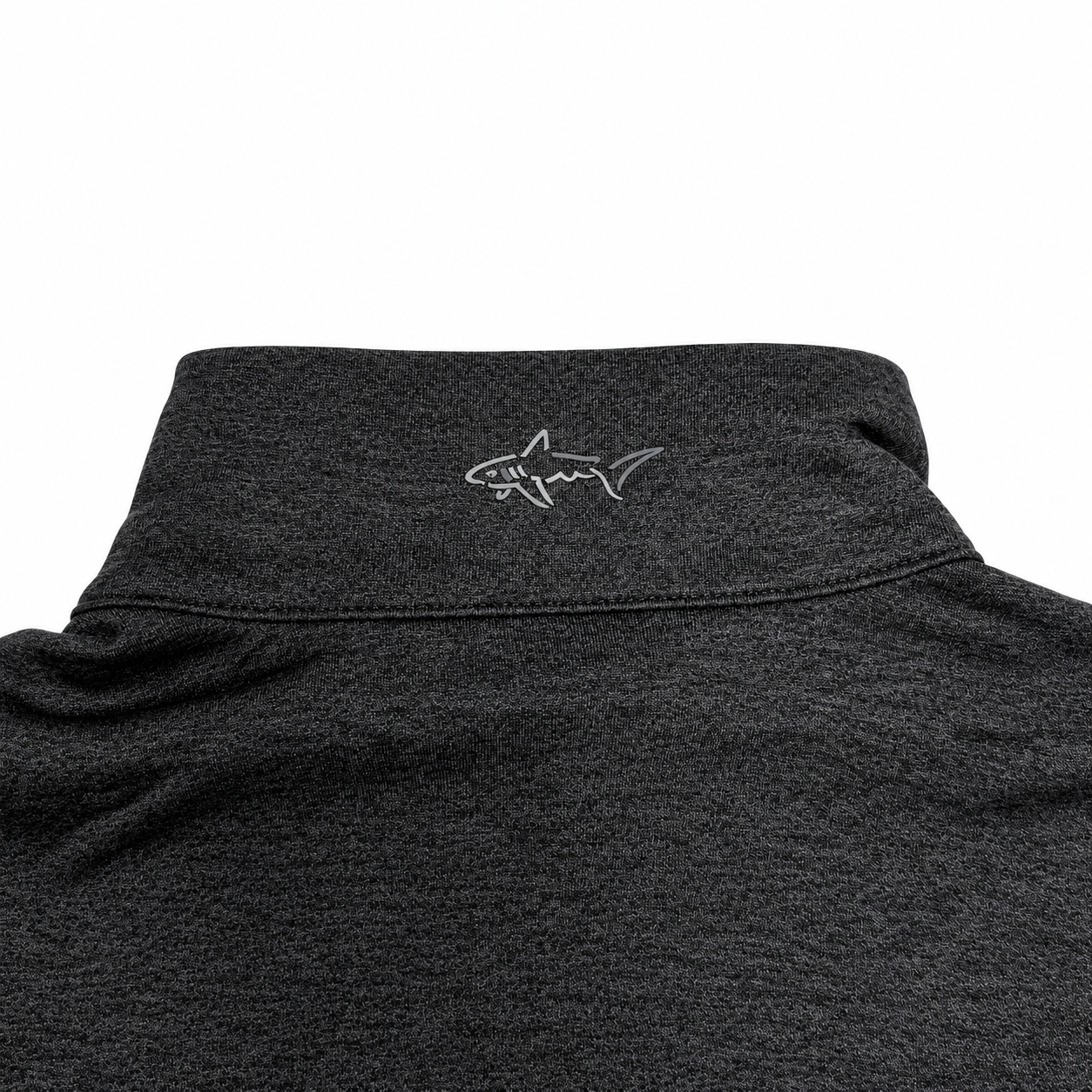 Greg Norman Mens Heathered 1/4 Zip Mock Long Sleeve Polo Top Shirt in Black/Heather
