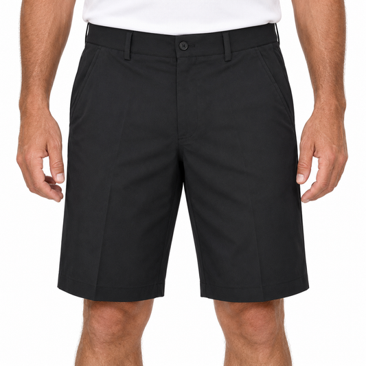 Greg Norman Mens Woven Tech Flat Front Shorts in Black