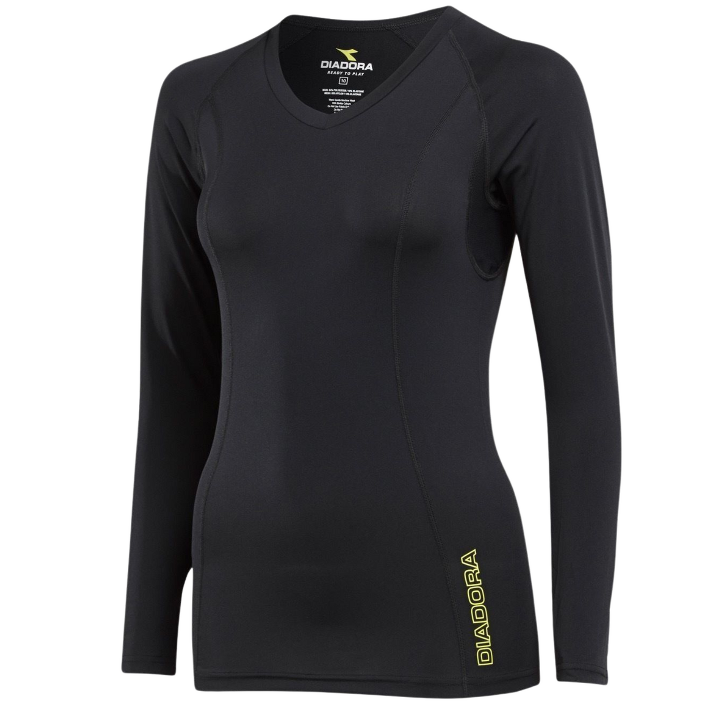 DIADORA Ladies Compression Sports Thermal Long Sleeve Tee Top T Shirt - Black-8