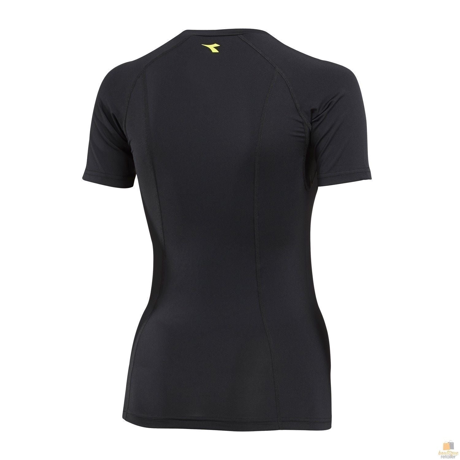 DIADORA Ladies Womens Compression Short Sleeve Top Fitness Gym Yoga - Black-3