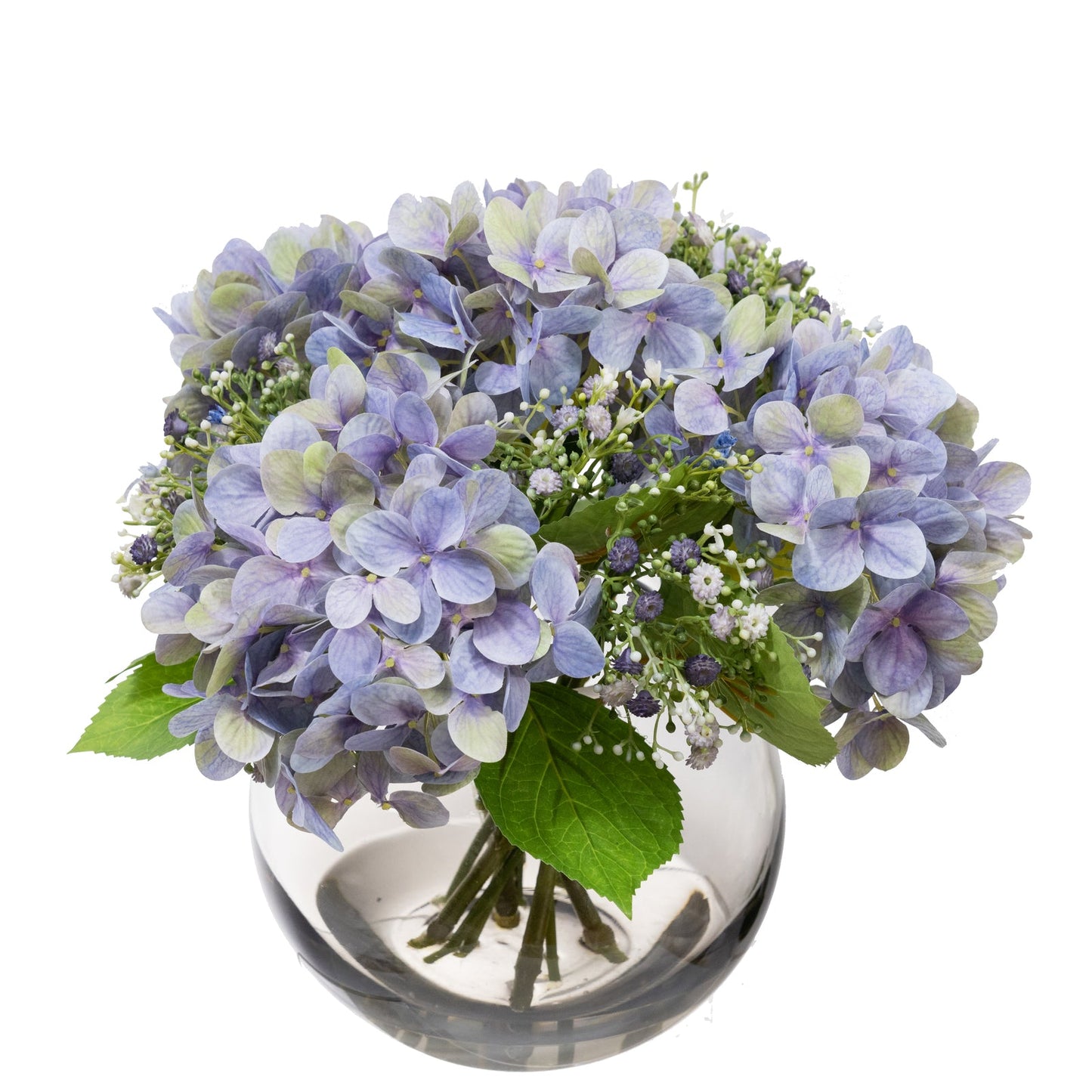 28cm Hydrangea Arrangement in Fish Bowl Artificial Flowers Decor-1