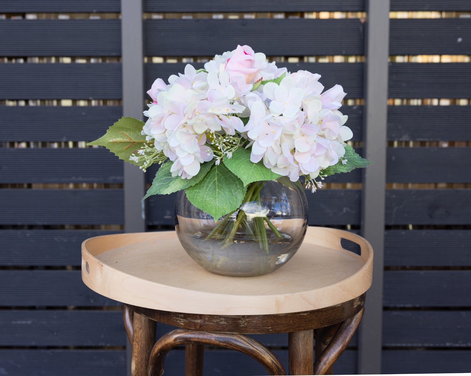 28cm Hydrangea Arrangement in Fish Bowl Artificial Flower Plant Decor-3