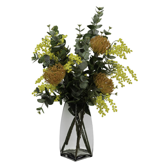 72cm Leucospermum & Mimosa Arrangement Artificial Flowers Floral Decor Plant-0