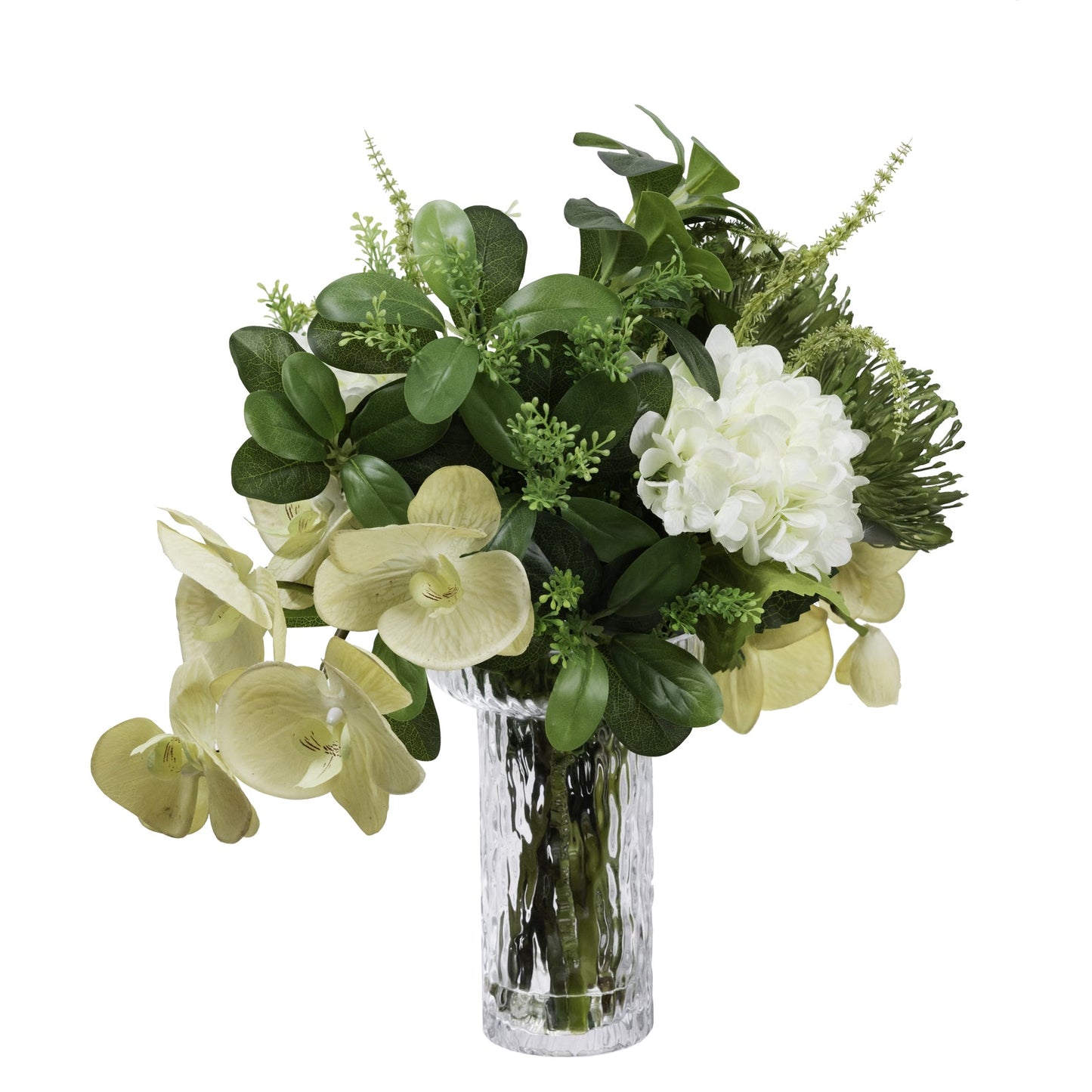 50cm Hydrogena & Orchid Artificial Flower Bunch Arrangement Decor Bouquet Green-1
