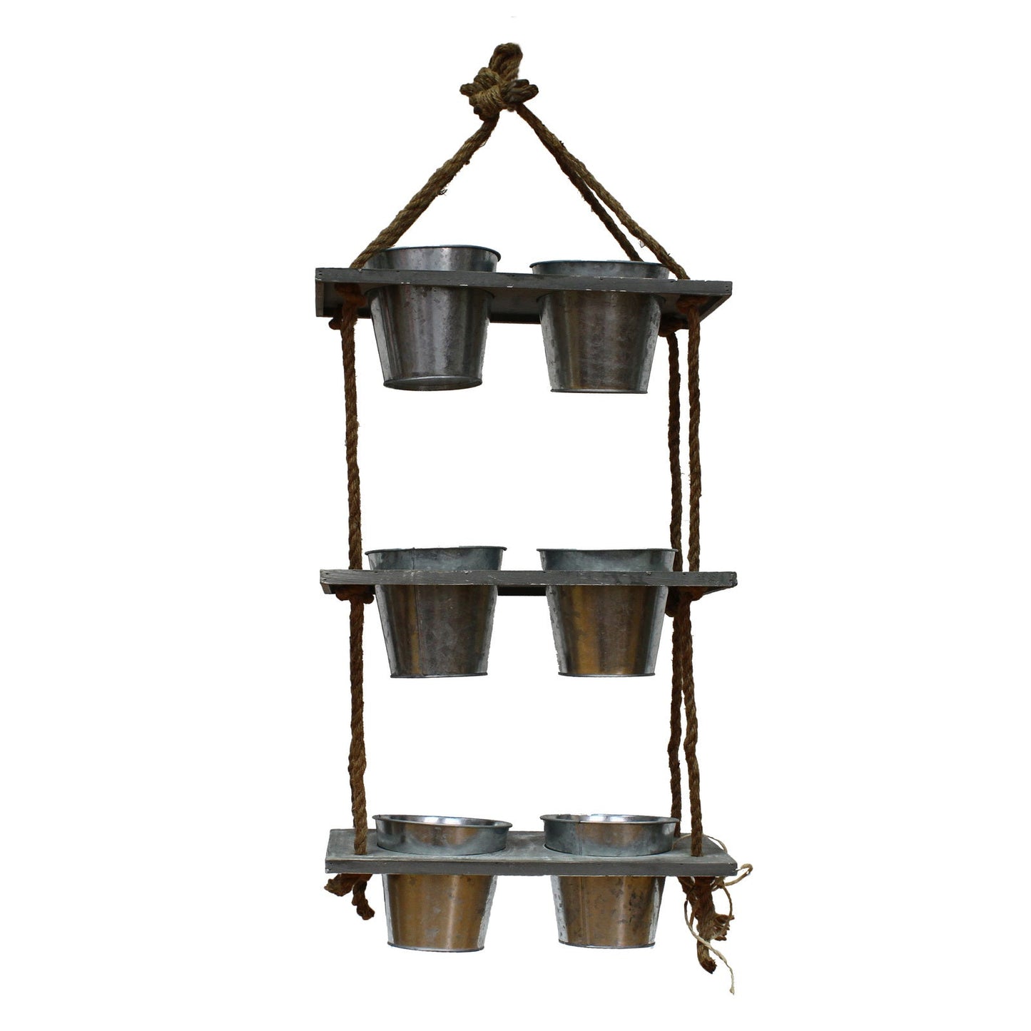 3 Tier Metal Hanging Pot Plant Hanger Rope Hanging Planter Basket Flower w 6 Buckets-1