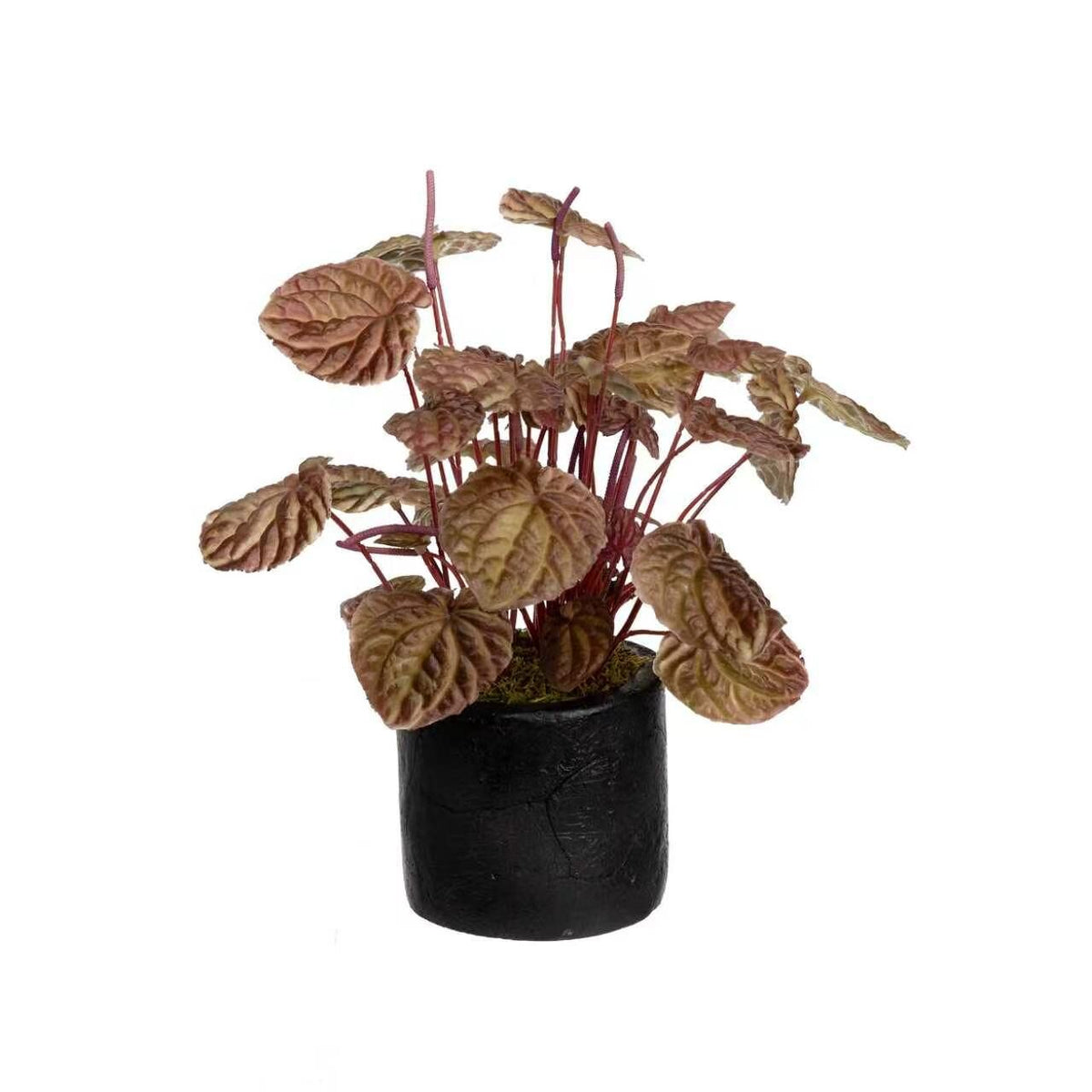 33cm "Real Touch" Begonia Artificial Plant Flowers in Pot Floral - Burgundy