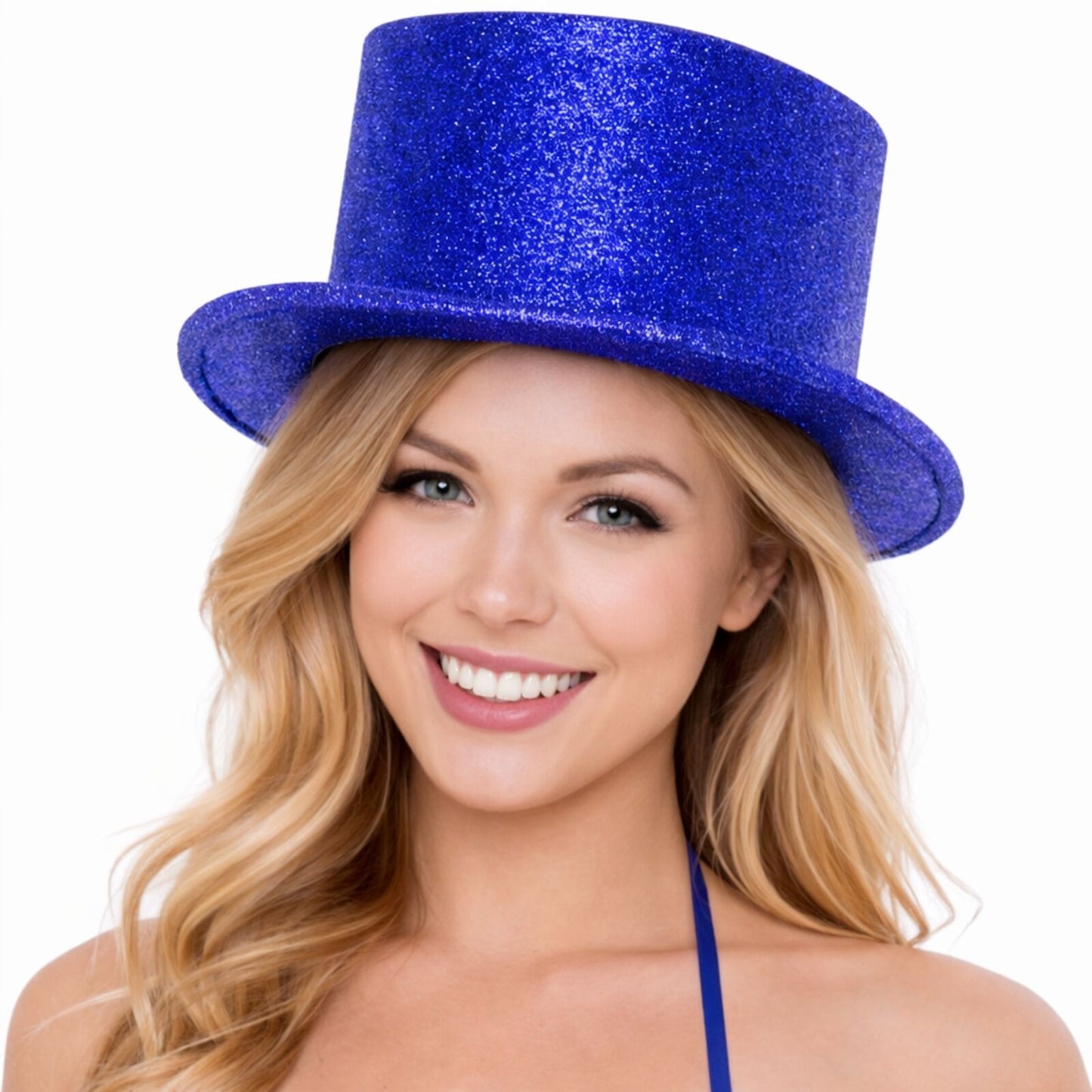Blue Glitter Top Hat - Sparkly Dance Costume/Fancy Dress Party-0