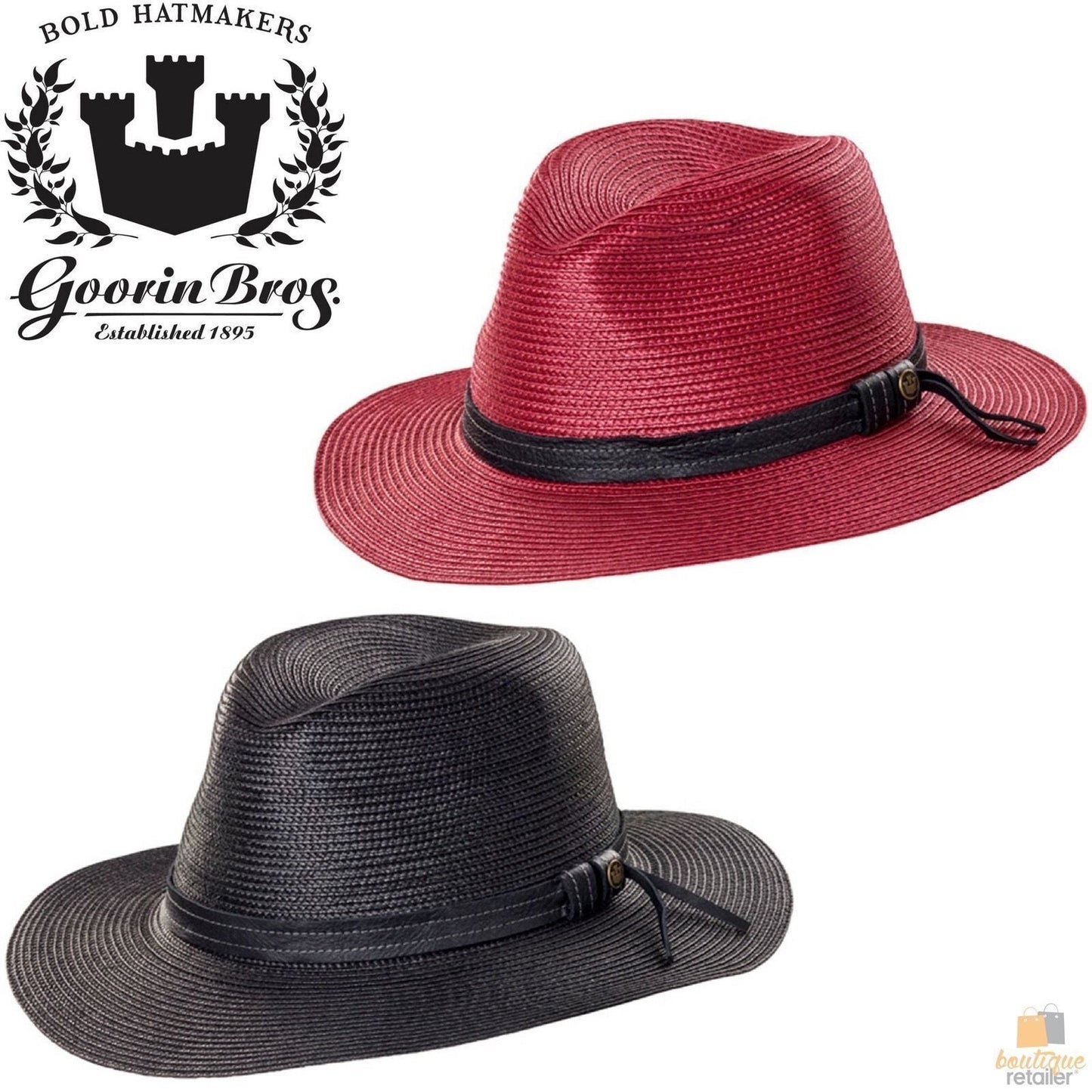 GOORIN BROTHERS Dawn Summer Braid Fedora Hat Cap Bros 100-9217 Wide Brim-1