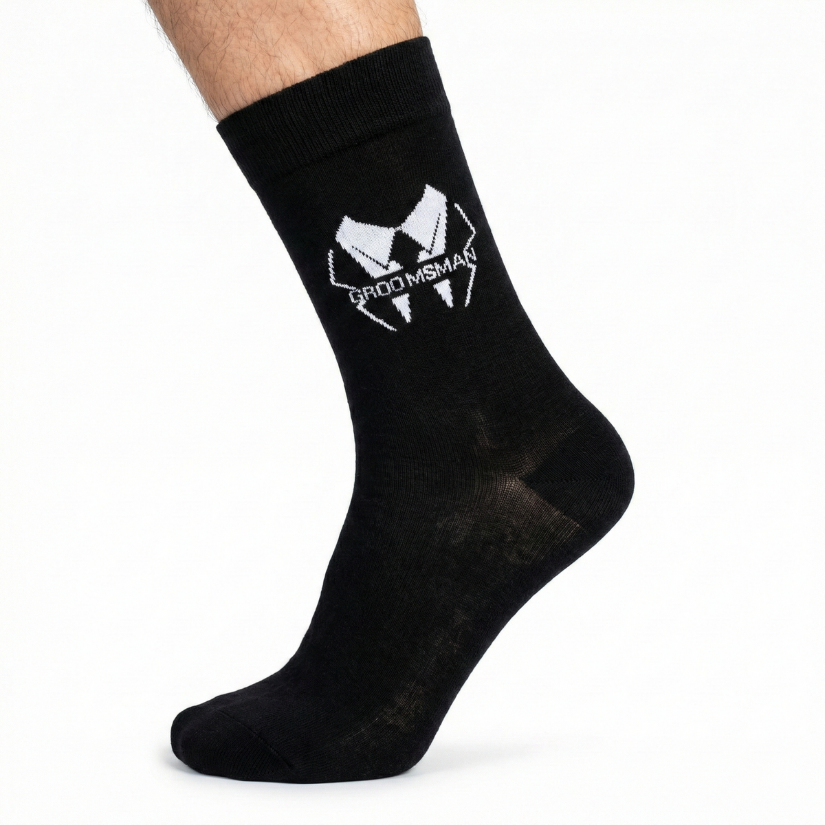 1x Pair Luxury Mens Bamboo Socks for Weddings - Groomsman in Black (One Size 7-11)