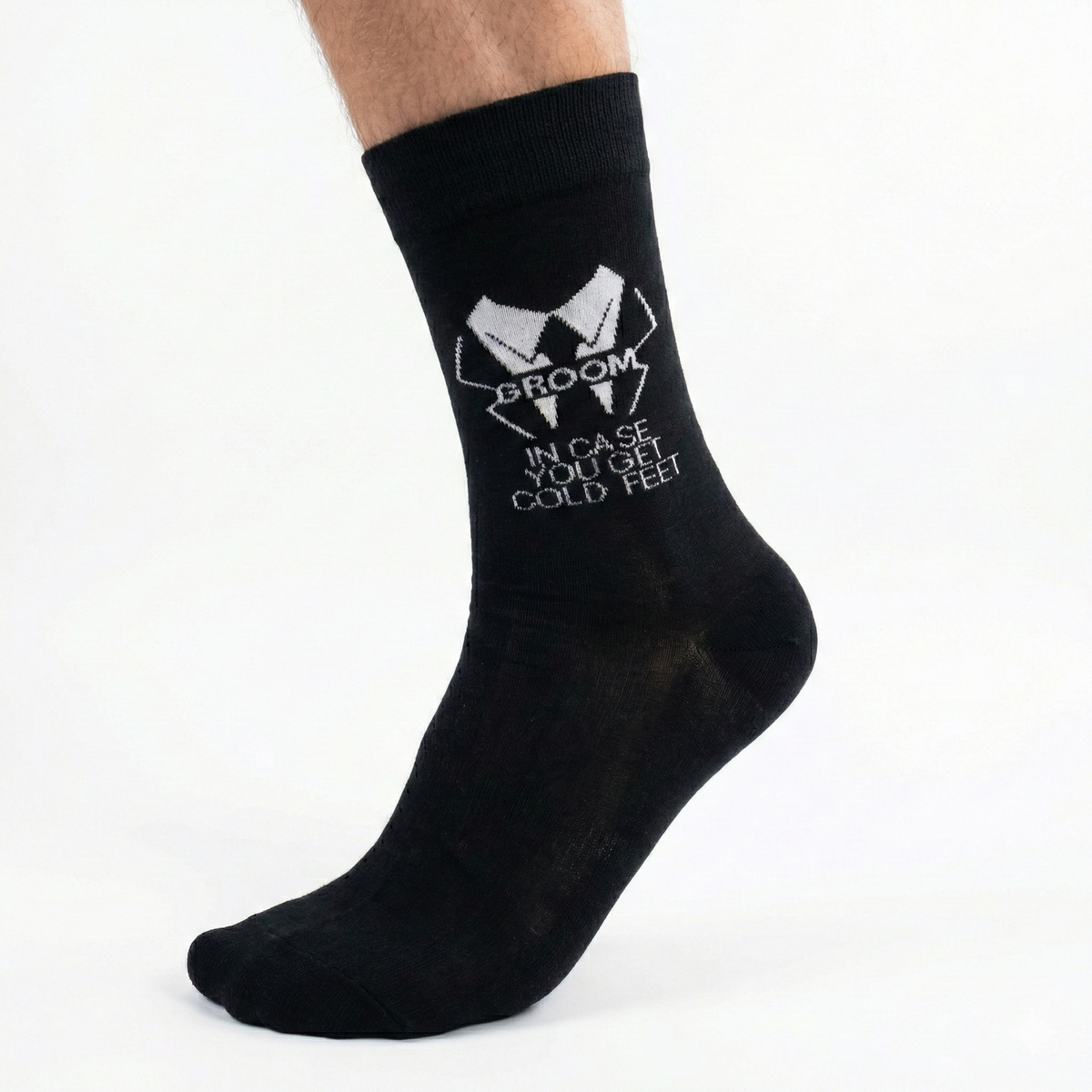 1x Pair Mens Luxury Bamboo Socks for Weddings - Groom in Black (One Size 7-11)