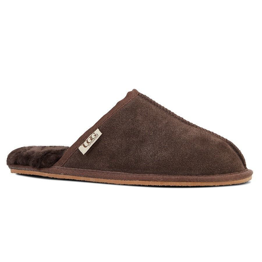 GROSBY Buck UGG Mens Sheepskin Slippers Scuff Slip On Leather Moccasins-0