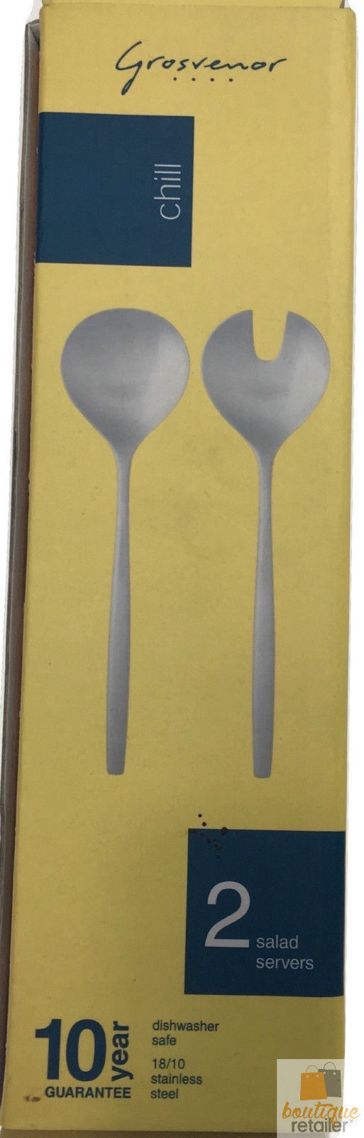 GROSVENOR Chill 2 Salad Servers 18/10 Stainless Steel Spoon Fork CHILL2SS-2